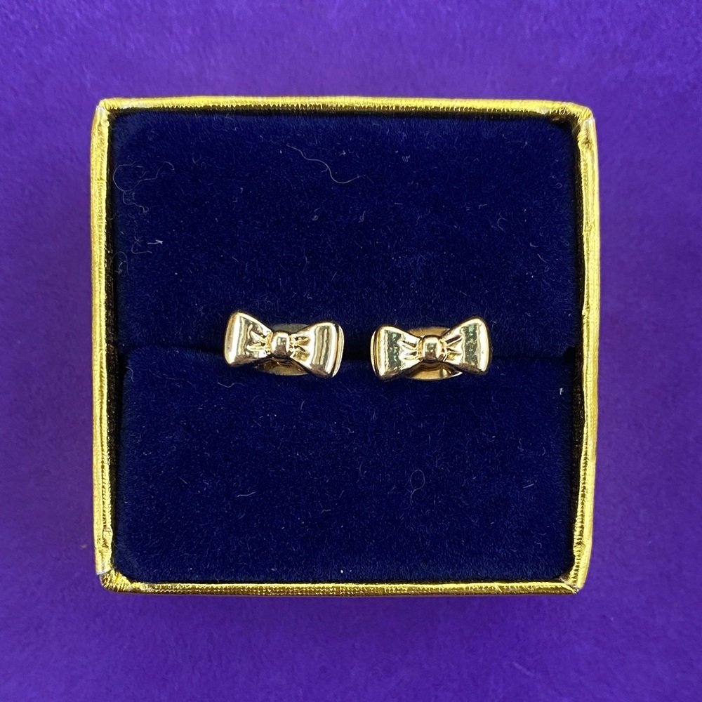 💛 Vintage Gold Tone Bow Stud Earrings | Minimal Ribbon Knot | Classic Dainty